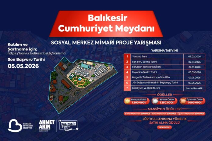 Balıkesir Cumhuriyet Meydanı Sosyal Merkezi Projesi İçin Mimari Yarışma Düzenleniyor