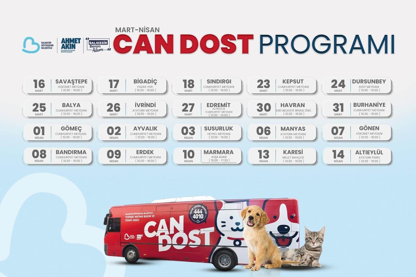 Can Dost Mobil Tedavi Aracı, Balıkesir’in 20 İlçesinde Sokak Hayvanlarının Yanında