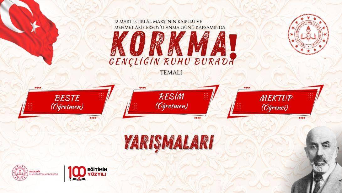 “Korkma! Gençliğin Ruhu Burada” temalı yarışmalarda Balıkesir’de Dereceye Giren Eserler Açıklanmaya devam ediyor.